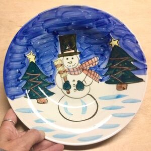 3/$24 Christmas Holiday Season Hand Painted Folk Art Snowman Salad/Soup Bowl